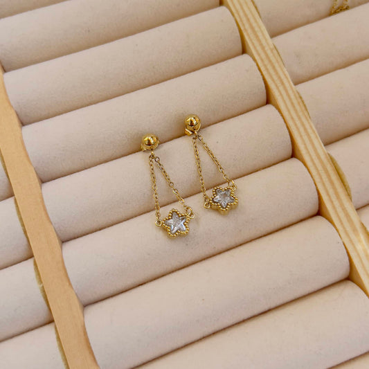 White crystal star earrings