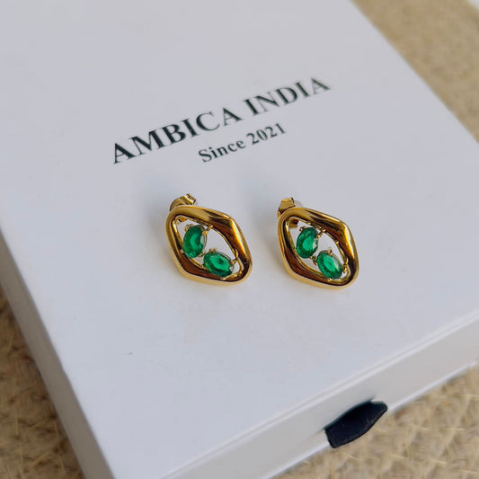 green crystal earrings
