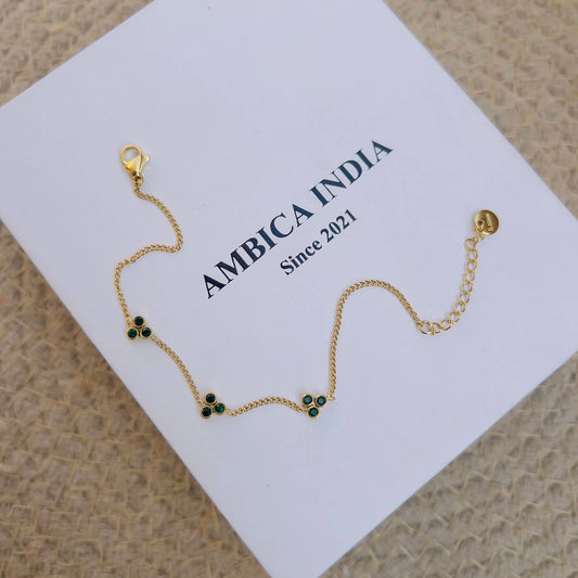 Green flower minimal bracelet