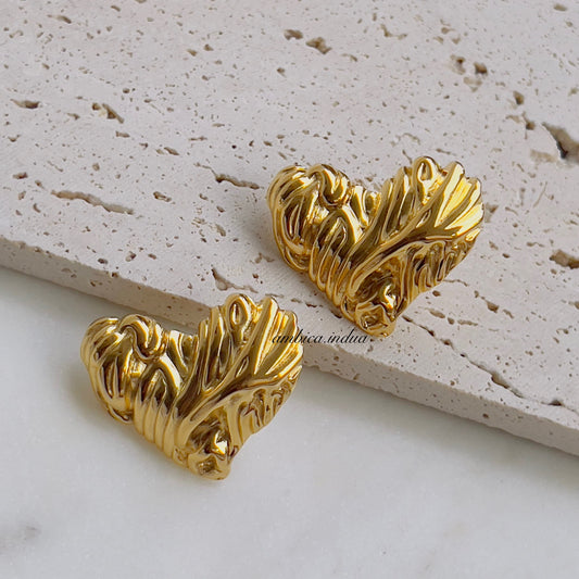Chunky heart earrings big size