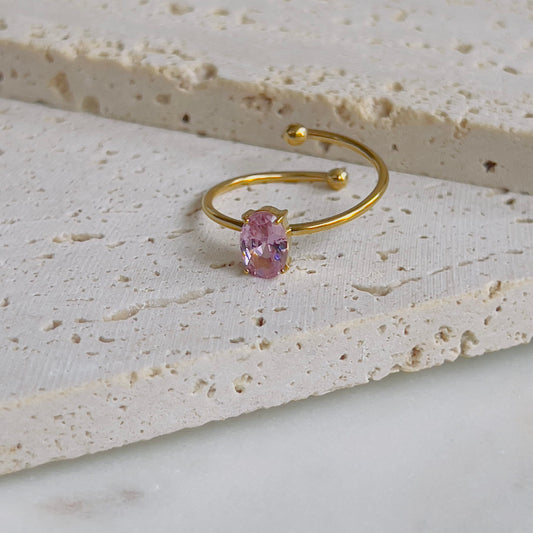 Pink cube adjustable ring