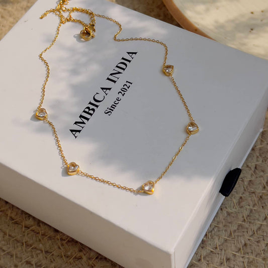 Tiny white heart minimal necklace