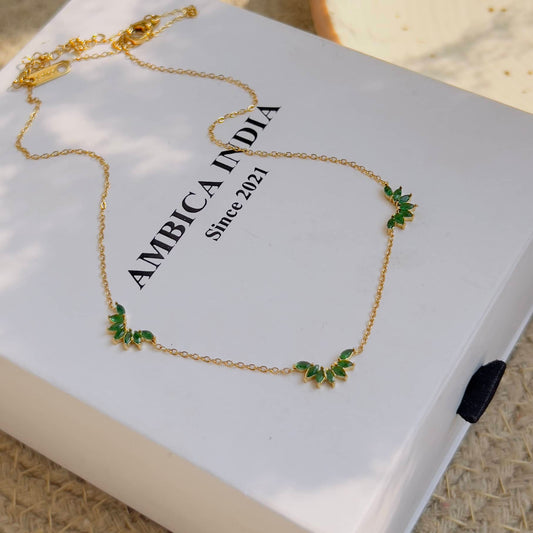 Emerald marquise minimal necklace
