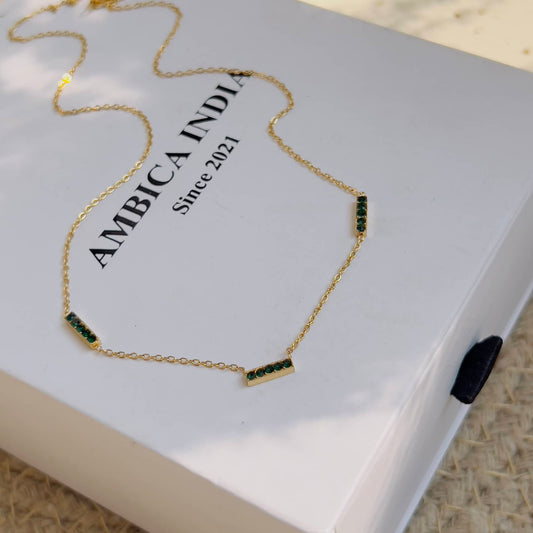 Emerald bar minimal necklace