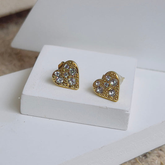 Heart white crystal earrings
