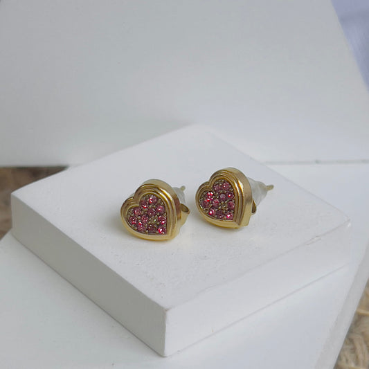 Love crystal tiny heart earrings