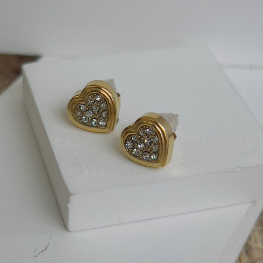 Love white crystal tiny heart earrings