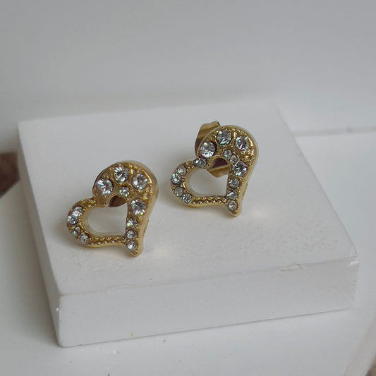 Heart earrings white crystal