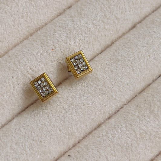 Studded white crystal earrings