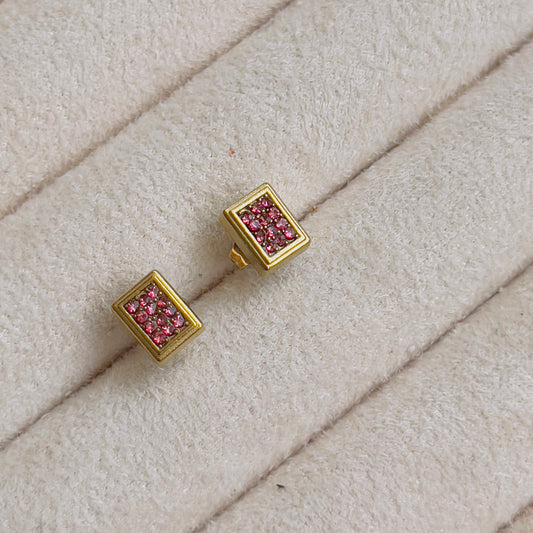 Studded pink crystal earrings