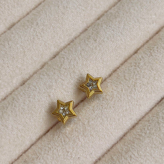 Tiny star white crystal earrings