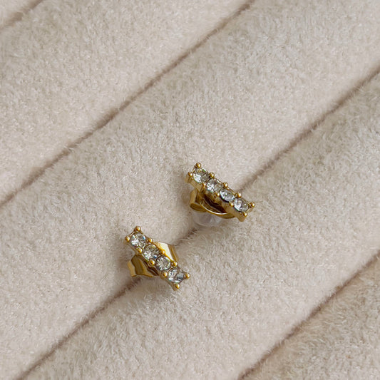 White crystal line earrings