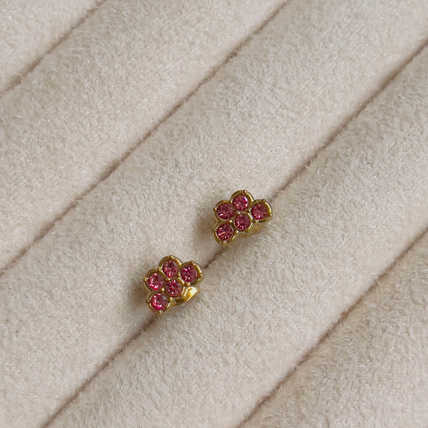 Flower earrings pink crystal