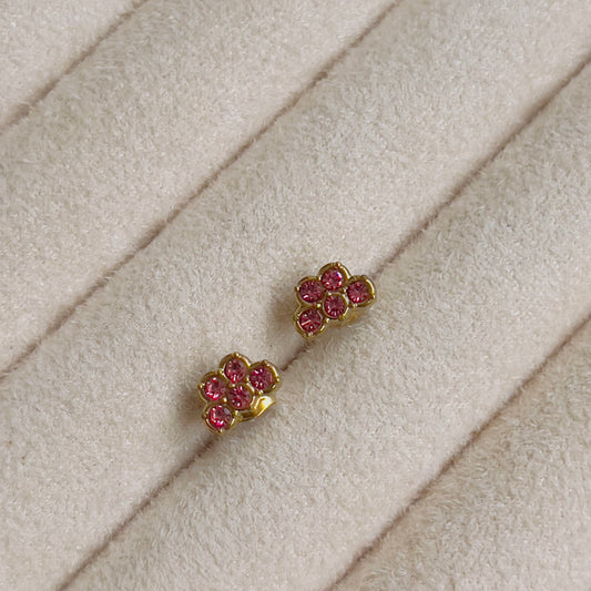 Flower earrings pink crystal