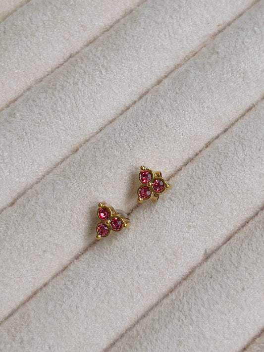 Small flower pink crystal earrings