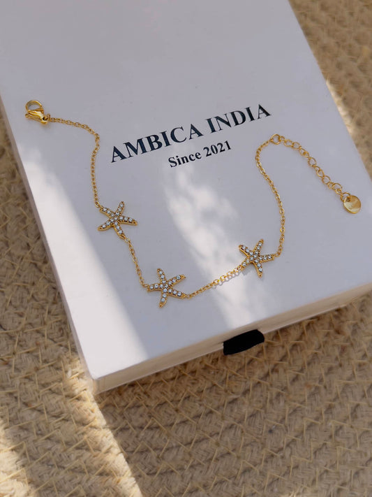 White crystal star minimal bracelet