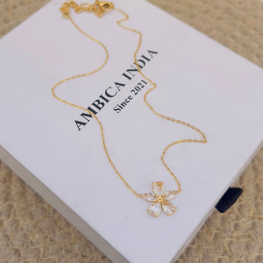 White crystal flower necklace