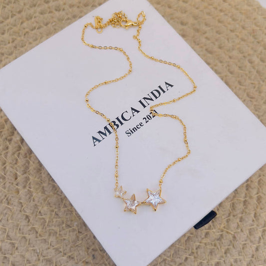 White crystal stars necklace