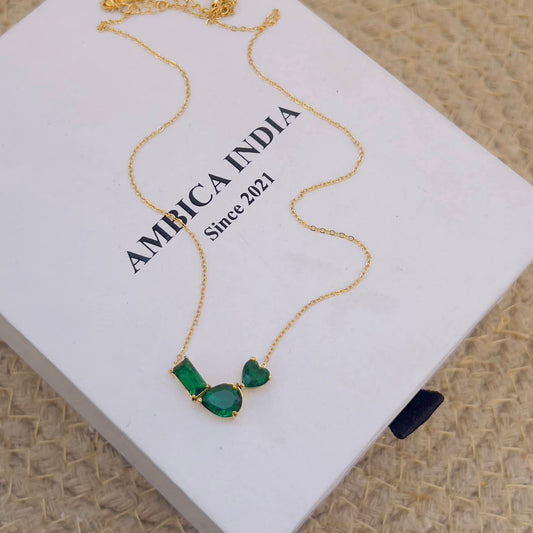 Multi shape green crystal necklace