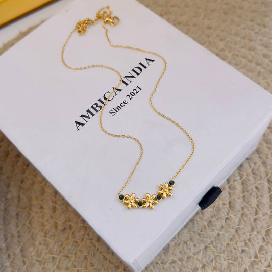 Flower green crystal necklace