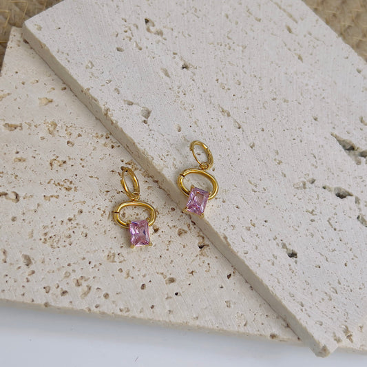 Pink crystal drop earrings