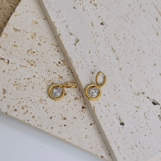 Round with crystal drop earrings
