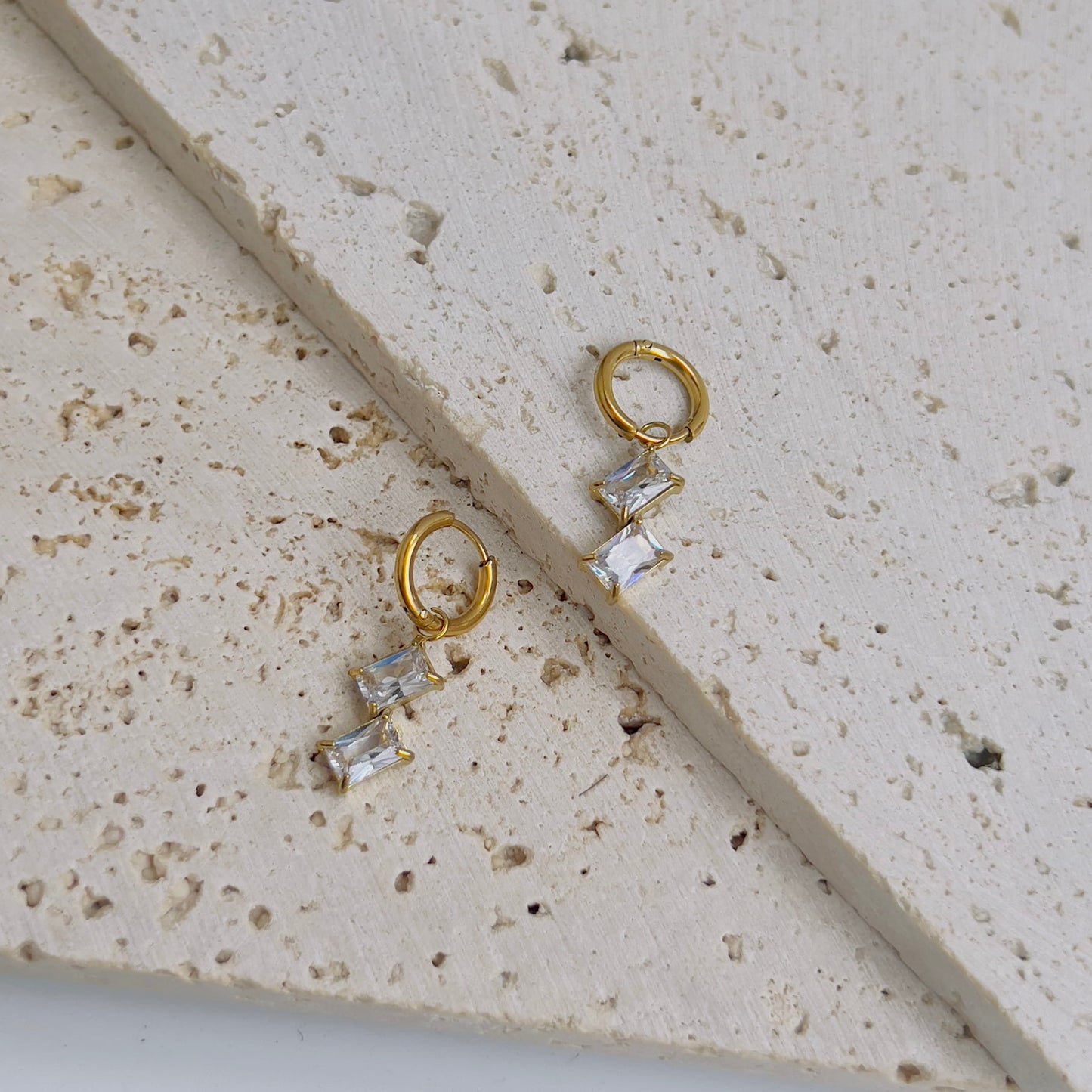 White crystal drop earrings