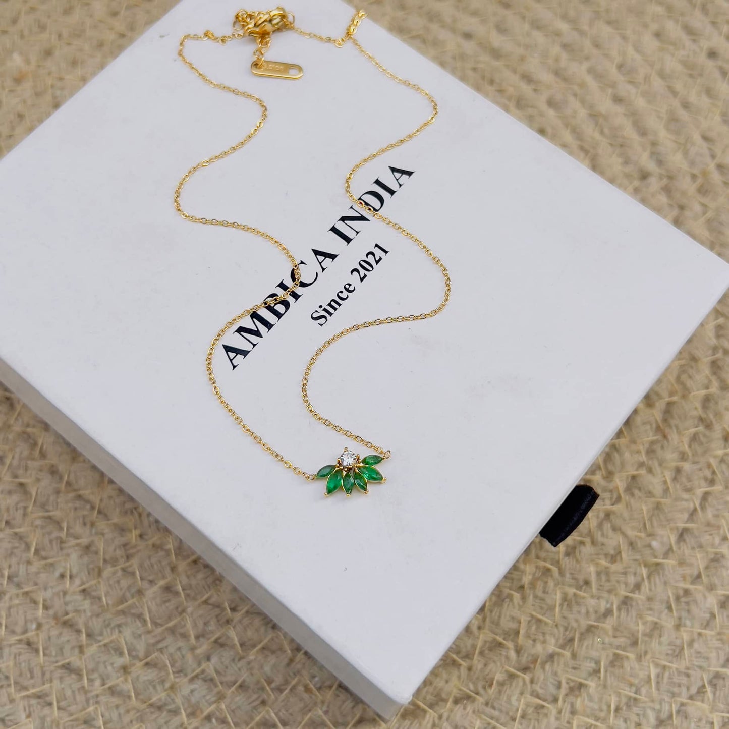Marquise green crystal necklace