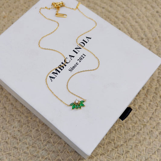 Marquise green crystal necklace