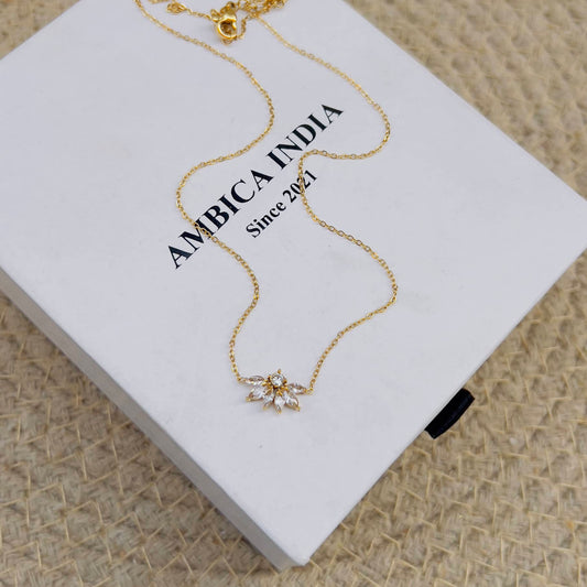 Marquise white crystal necklace