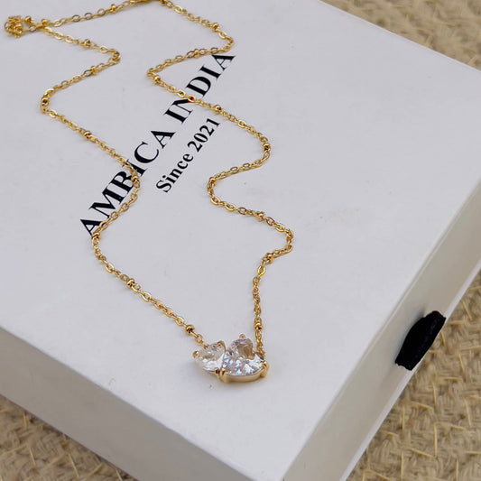 Heart white crystal necklace