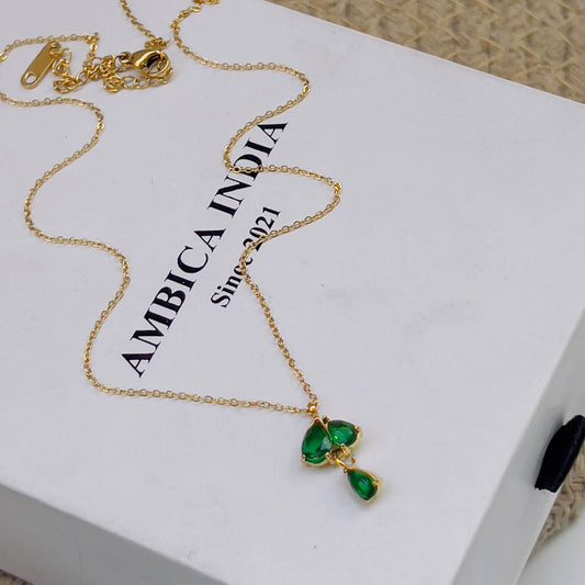 Emerald crystal drop necklace