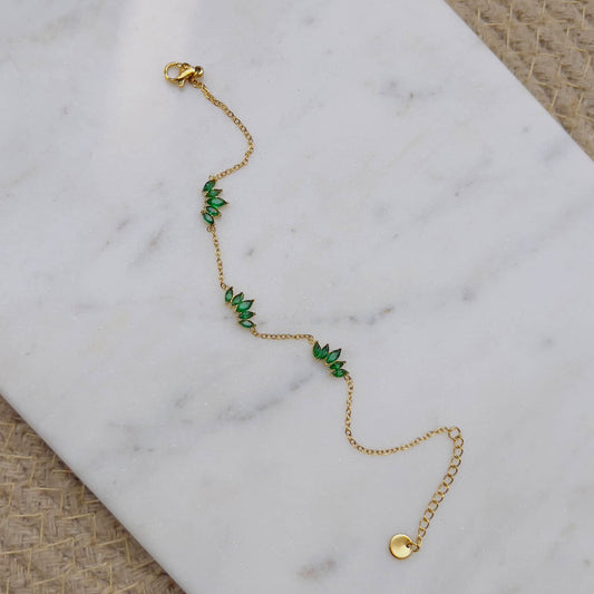 Emerald marquise crystal minimal bracelet